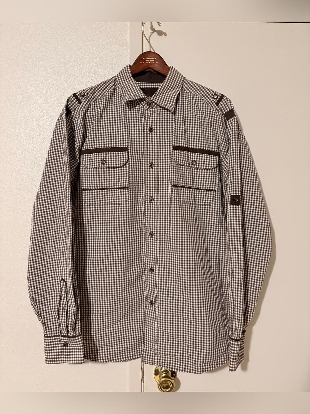 Knockout Jeans Men's Large Black & White Checkered Long-Sleeve Button-Up Shirt